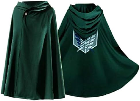 Aoibox 2PCS Anime Cloak - Anime Cosplay Costume Cape with Necklace Green