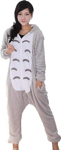 Nubincai Jumpsuit Tier Karton Fasching Halloween Kostüm Sleepsuit Cosplay Fleece-Overall Pyjama Schlafanzug Erwachsene Unisex Nachtwäsche
