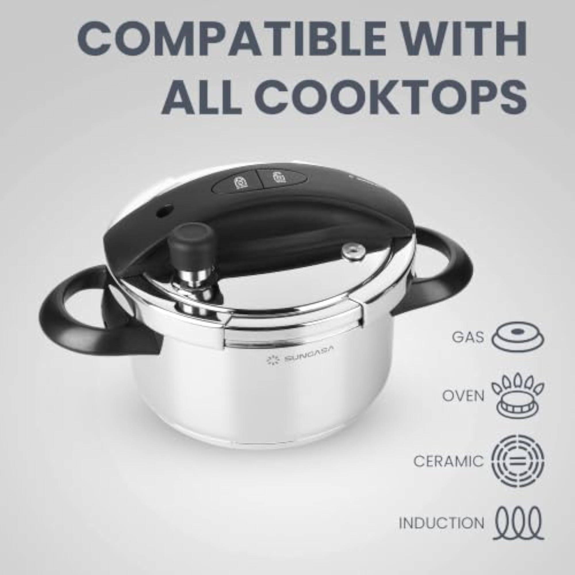 Impact Pro 304 Stainless Steel Click On Pressure Cooker, 3 Liters
