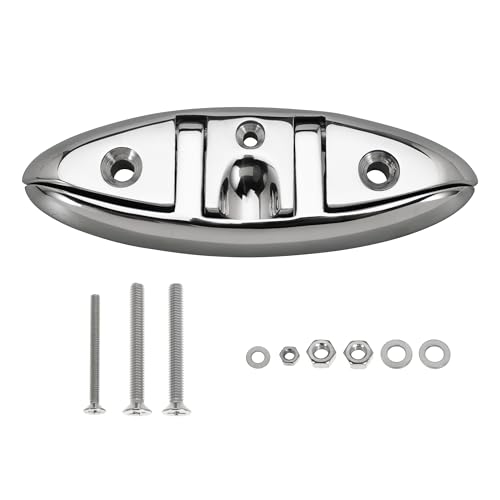 Ciweisah Stainless Steel Boat Folding Cleats 5" Flip-up Dock Cleat with Screws Marine Dock Rope Cleats Compatible with Kayak Yacht Pontoon Boat (5inch-1)