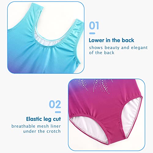 Wanliangjin Toddler Girls Gymnastics Leotards Size 8-9 9-10 8-10 Years Kids Rhinestone Diamante Sparkly Aqua Purple Rose Athletic Tumbing Class Ropa De Gimnasia Para Niñas Sport Activewear #TOP2