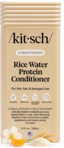 Kitsch Strengthening Rice Water Protein Conditioner for Women & Men Hair Care for Thin Fine & Damaged Hair Boosts Shine & Volume Paraben Phthalates & Silicone Free Made in USA - 12 oz