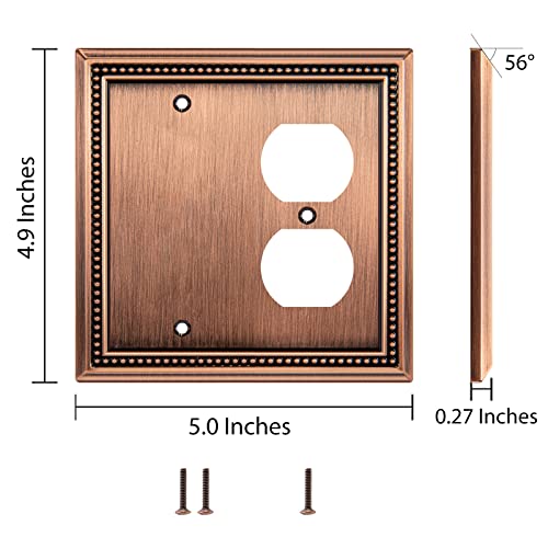 Image of Henne Bery Sunken Pearls Heavy Duty Decorative Wall Plate Switch Plate Outlet Cover (Blank /Duplex, Antique Copper)