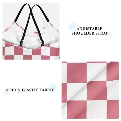 Image of Black and White Chess Girls One Piece Swimsuits Board Marble Tile Sport Halter Swimwear Beach Bathing Suit 3T