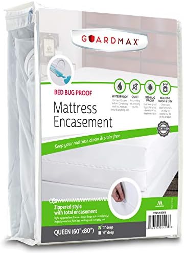 Guardmax Queen Mattress Protector Cover Zippered | 100% Waterproof Bed Bug Encasement | Soft, Hypoallergenic and Breathable | Queen Size (60"x80")