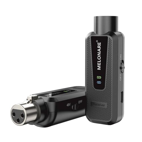 Image of MELONARE Plug on UHF 900 MHz XLR Wireless Microphone Adapter MX-1 | Wireless XLR transmitter &receiver, 164ft Range, 48 V phantom power, microphone, mixer, PA system