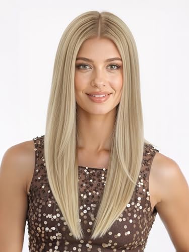 Topart 7x4 HD Swiss Lace Front Wig for White Women, Blonde Straight 100% Remy Human Hair Bob Wig for Daily Use (20 Inch)