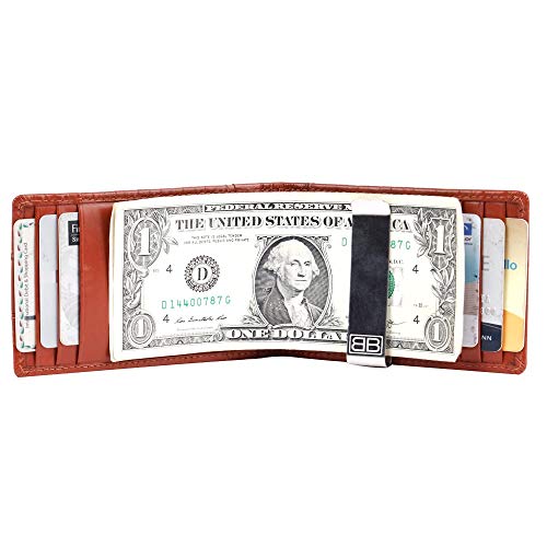 Image of Brooklyn Bridge Genuine Leather Money Clip Wallet for Men Diamond VT Brown - Slim RFID Protected Wallet with Cash Clip & Multiple Card Slots, Smart Front Pocket Design, Stylish Gift for Men