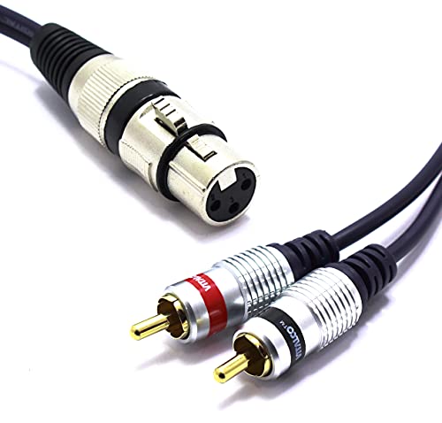 VITALCO Cavo XLR Femmina a 2x RCA 5m Adattatore 3 pin XLR a Doppio RCA Connettore per Microfono Y Splitter
