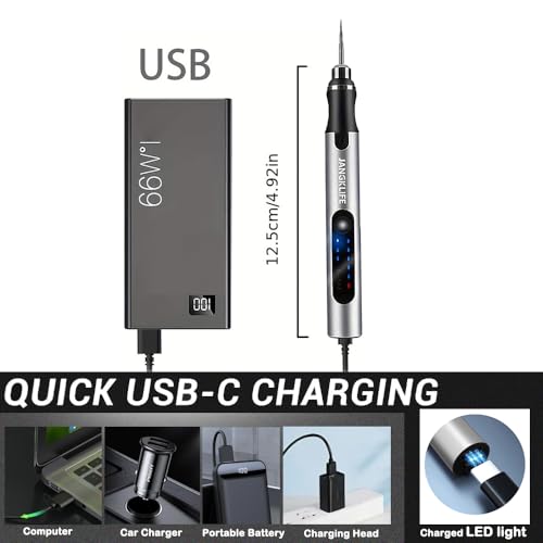 JANGKLIFE USB Rechargeable Portable Electric Micro-Sanding Pen, 3.7V 3-Speed Adjustable, Suitable for Grinding, polishing, Drilling, Engraving, DIY Crafts, E-108 - Image 5
