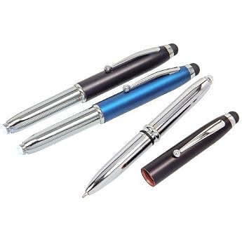 2x Touch Pen Ballpoint Pen with LED Light and Touchscreen Pen / 1x Black + Blue