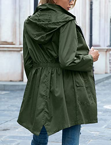 Yimoon Women's Lightweight Long Raincoat With Hood Waterproof Windbreaker Outdoor Jacket Lightweight Trench Coats(Army-Xl) #TOP4