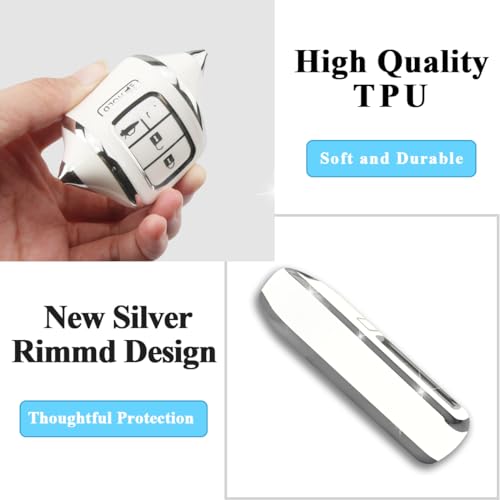Image of MILD EAST for Honda Key Fob Cover with Keychain 5 Buttons(White)