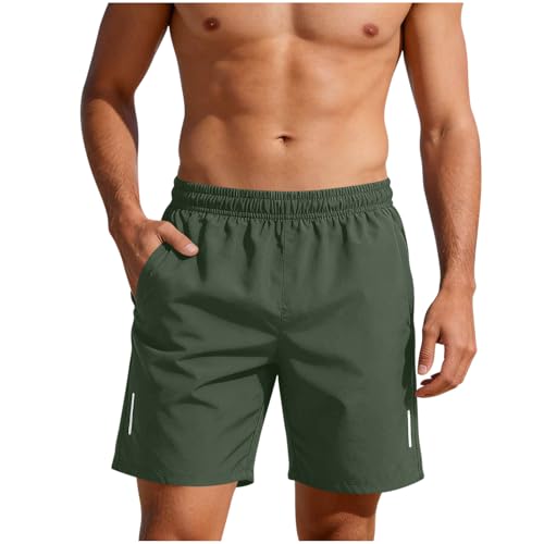 Men Quick Dry Board Shorts Big and Tall Surf Workout Gym Swim Trunks No Liner Lightweight Resort Vacation Shorts Army Green