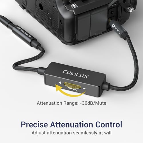 Cubilux 3,5 mm Line Out auf Mikrofon In Dämpfer Kabel, 1/8 Zoll Line Level auf Mic Level Attenuator für DSLR Kamera und Recorder, 1 Fuß