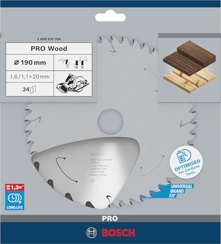 Bosch Professional 1x Lame de scie circulaire Standard for Wood (bois, 190 x 20 x 1,6 mm, 24 dents, accessoire de scie circulaire sans fil)