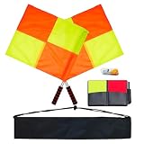 Soccer Referee-Flag Red Yellow-Cards Stainless-Whistles - Football Ref Checkered Linesman Flag Set Coach Gear Packs (color a01)