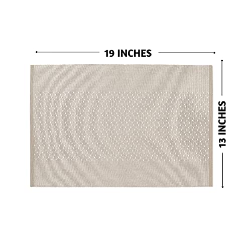 Folkulture Woven Placemats Set Of 6, 13 X 19 Inches 100% Cotton Boho Place Mats Or Heat Resistant Table Mats For Dining Table Decor, Rustic Cloth Placemats With Fringes (Classic Taupe) #TOP2