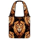 VAPOKF Lions Wild Animal - Bolsas de lona para mujer, bolsa de hombro grande reutilizable para escuela, trabajo, oficina, viajes, compras, casual