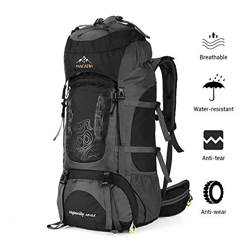 Nacatin Internal Frame Hiking Backpack 70L,Lightweight Large Rucksack For Men Women,Tear And Water-Resistant For Climbing Travel Cycling #TOP1