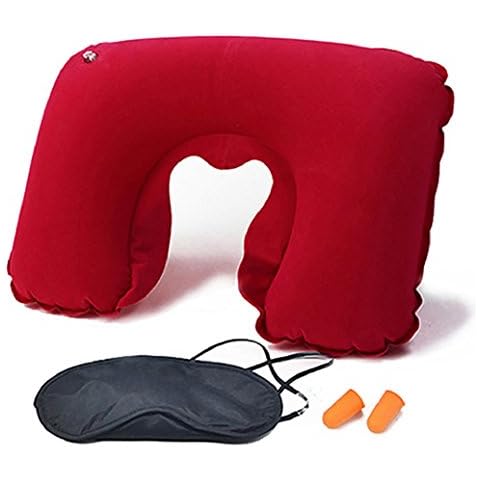Bluelans® Aufblasbares Reisekissen - Reise Nackenkissen Nackenhörnchen Cover