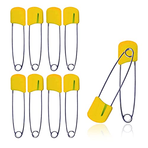 Lxnoap 10 pcs Cloth Diaper Pins Stainless Steel Traditional Safety Pin (Yellow)