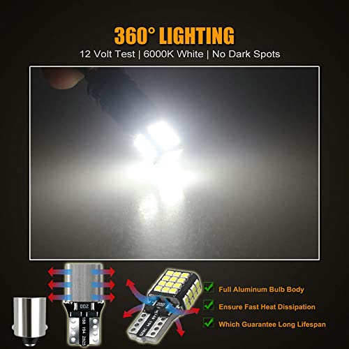 Ebaifun Bax9S 12V 24V Super Bright 6000K White Led Reverse Back-Up Brake Tail Side Marker Light And Interior Reading Map Dome Trunk Cargo License Plate Light H6W 38161 64132 Replacement Bulb Pack Of 2 #TOP4
