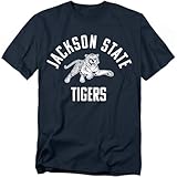Jackson State University Official One Color JSU Tigers Logo Unisex Adult T-Shirt, Navy, Large