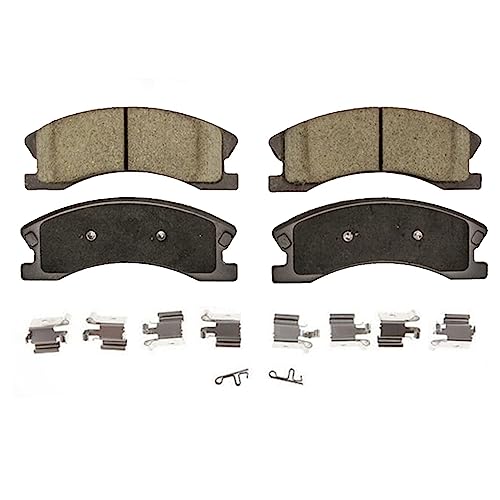 Image of Detroit Axle - Front Ceramic Brake Pads Rear Premium Semi-metallic Shoes Replacement for 1999 2000 2001 2002 2003 2004 Jeep Grand Cherokee - 6pc Set