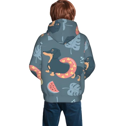Watermelons Dachshunds Kid Hoodies Boys Sweatshirts Girls Pullover with Pocket4