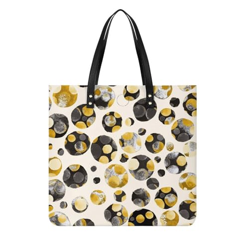 Sac à main noir doré pour femme, grand cabas shopper élégant 39x39cm