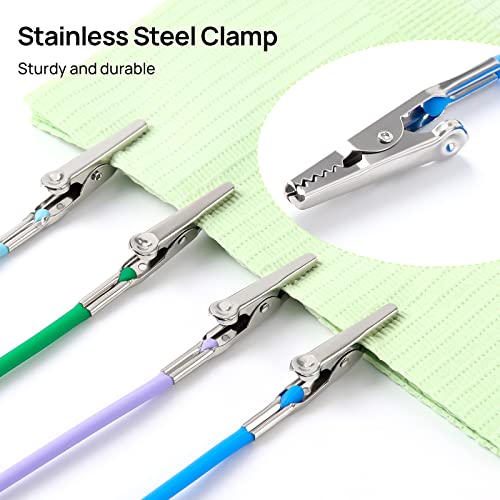 Jmu 10 Pcs Dental Bib Clips Autoclavable, Bib Holders Clips Widen Silicone Strap Individually Wrapped (1 Per Bag, Blue) #TOP4