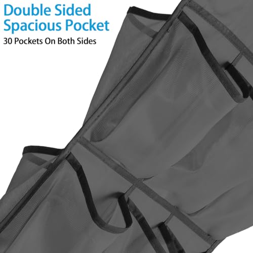 3Pcs 30 Large Pockets Dual Sided Hanging Shoe Organizer Double-Side Closet Storage Shelves with Rotating Hanger Space Saving Storage Bag Portable Shoe Rack Holder for Bedroom Laundry Room,Black by TKSDWBLTY - Image 8