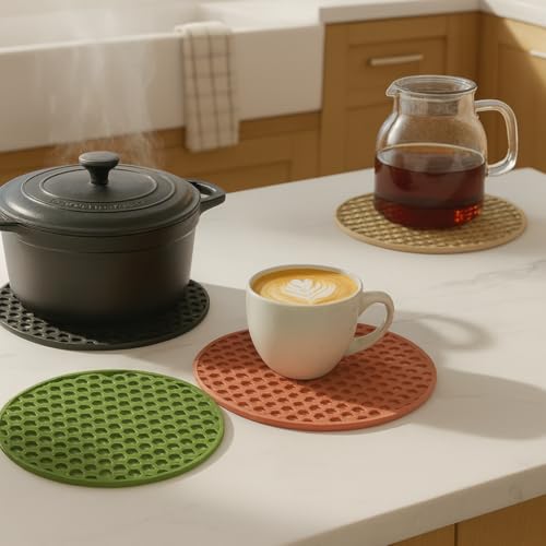 Image of Frenchware Silicone Trivet Mats, Set of 4, Food-Grade BPA-Free Heat Resistant Hot Pads for Kitchen Counters, Non-Slip Flexible Mats for Pots, Pans, Dishes, Jar Opening, Spoon Rest, Assorted Colours | Non-Slip Flexible Mats for Pots, Pans, Dishes, Spoon Rest, Assorted Colours