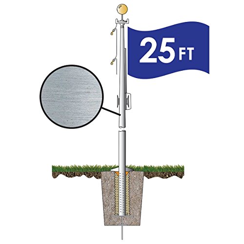 Super Tough Commercial Grade Sectional 25 Ft. Flagpole - Clear - Us Made #TOP2