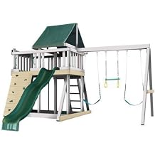 Congo Monkey Playsystem #1 with Swing Beam - White and Sand Low Maintenance Play Set - Green Accessories