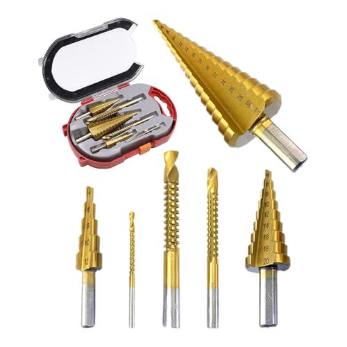 Juego de brocas escalonadas métricas – Juego de brocas de precisión dentadas, corte eficiente, compatible con la mayoría de taladros eléctricos | tamaños: 4 – 12 mm, 4 – 20 mm, 4 – 32