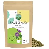 Alpi Nature Malva Tisana 250g, Foglie di Malva Essiccate e Tagliate, Tè Sfuso per Infusi
