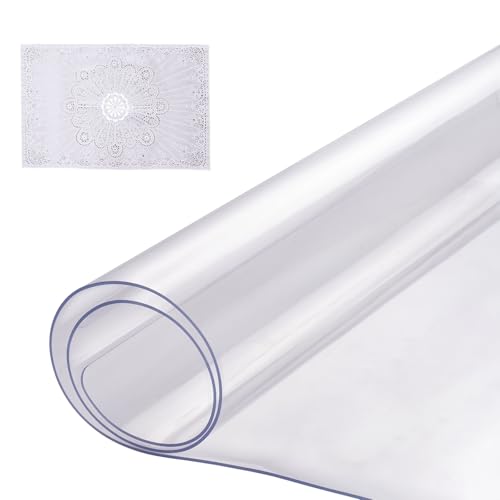 VEVOR Plastic Table Cover, 16 x 32 Inch 1.5 mm Thick Clear Table Protector, Rectangle PVC Desk Mat, Waterproof & Easy Cleaning Desk Pad Tablecloth, for Office Dresser Dining Room Table Night Stand by VEVOR - Used condition - CA$12.73