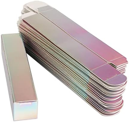 COSIDEA 50 PCS Empty Holographic siver Lip Gloss Boxes W21 xW21 xH121mm / 0.83 * 0.83 * 4.76 inch, Cosmetic Perfume Mascara Box Packaging, small Kraft Paper Box Luxury Holder Wrapping