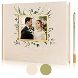 Elegant Linen Polaroid Guest Book for Wedding Reception, Exquisite Thickened Paper for Signing and Adding Photos, Beige -  molekaus