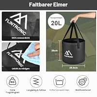 Flintronic Faltbarer Eimer Outdoor Faltschüssel 20L, Platzsparend Outdoor Falteimer, Faltbarer Fischeimer, Aus Langlebigem Planen Gewebe, Als Sandkasten Camping Eimer, Spülschüssel, Schwarz – Ansicht 3