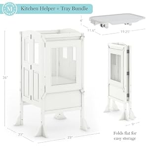 Guidecraft Kitchen Helper® Toddler Tower and Mealtime and Play Tray Bundle: Martha Stewart White Folding, Adjustable Step Stool with Keepers, Non-Slip Mat and Easy to Clean, Detachable Tray Table Guidecraft Kitchen Helper Toddler Tower and Mealtime and Play Tray Bundle Martha Stewart White Folding Adjustable Step Stool with Keepers Non Slip Mat and Easy to Clean Detachable Tray Table