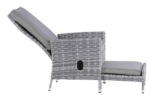 Elle Decor Vallauris Patio Outdoor Furniture Collection, Premium All Weather Wicker, 5 Piece Reclining Set, Gray - Thumbnail 6