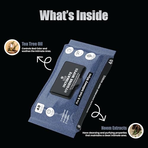 Image of Skin Elements Intimate Hygiene Wipes | Unisex | pH Balanced Wet Wipes | Tea Tree Oil & Neem Extracts | 40 Intimate Hygiene Wipes | Pre and Post Intimacy