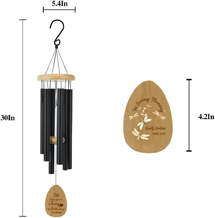 ASTARIN Personalized Memorial Wind Chimes Outdoor, Customize Wind Chimes for Memorial Gift, in Memory Personalized Wind Chime, Remembrance Wind Chime (Condolences-1)