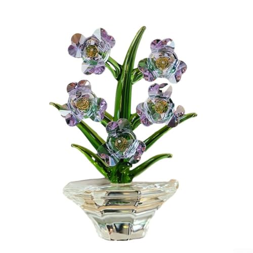 Orchidée en verre de cristal violet pour la décoration de table de salon