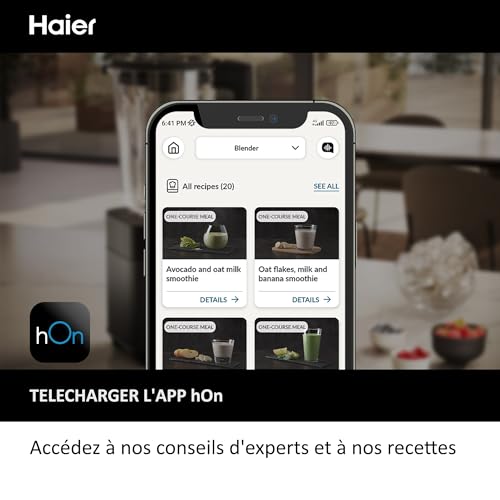 Haier I-Master Serie 5 Blender avec Broyeur à Glace, Smoothie, 5 Vitesses Variables, Fonction Pulse, Auto-Nettoyage, Bol en Verre 1.7L, Bouteille Personelle 0.6L, 1200W [Noir]