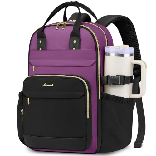 Laptop Backpack Women Work Bag: 15'' Travel BookBag with Large Cup Holder