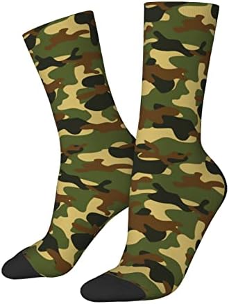 Baodql Funny Print Cushioned Mid Crew Socks for Men Women,Camouflage Military Camo Crew Socks Moisture Wicking Comfy Breathable Casual Socks Athletic Socks for Daily Sports,1 Pair